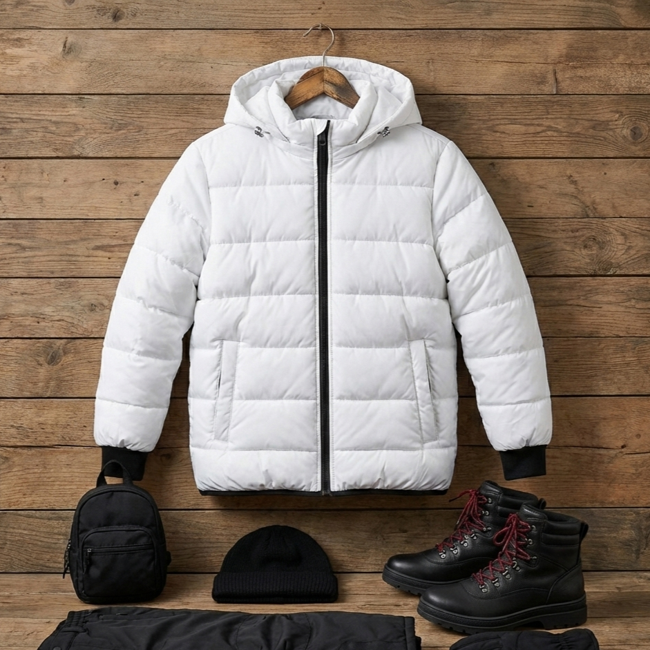 کاپشن بادی سفید مردانه مدل Arshan-سفید